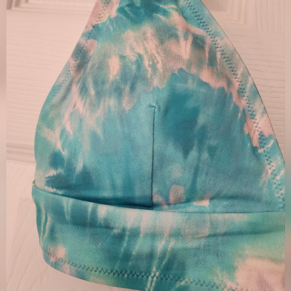 Calme by Johnny Was Bikini Top in Blue multi tie-dye adjustable size XS - Picture 6 of 9